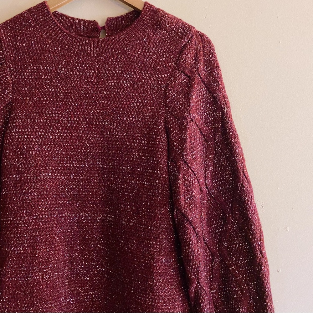 NWT Francesca’s Burgundy Shimmer Knit Sweater Dress - Picture 4 of 10